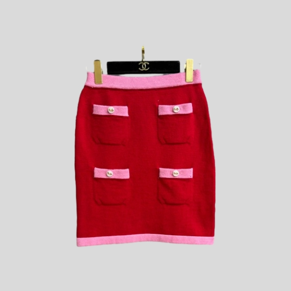 샤넬 콘트라스트 니트 스커트