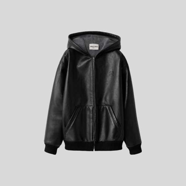미우미우 나파 가죽 후드 자켓
