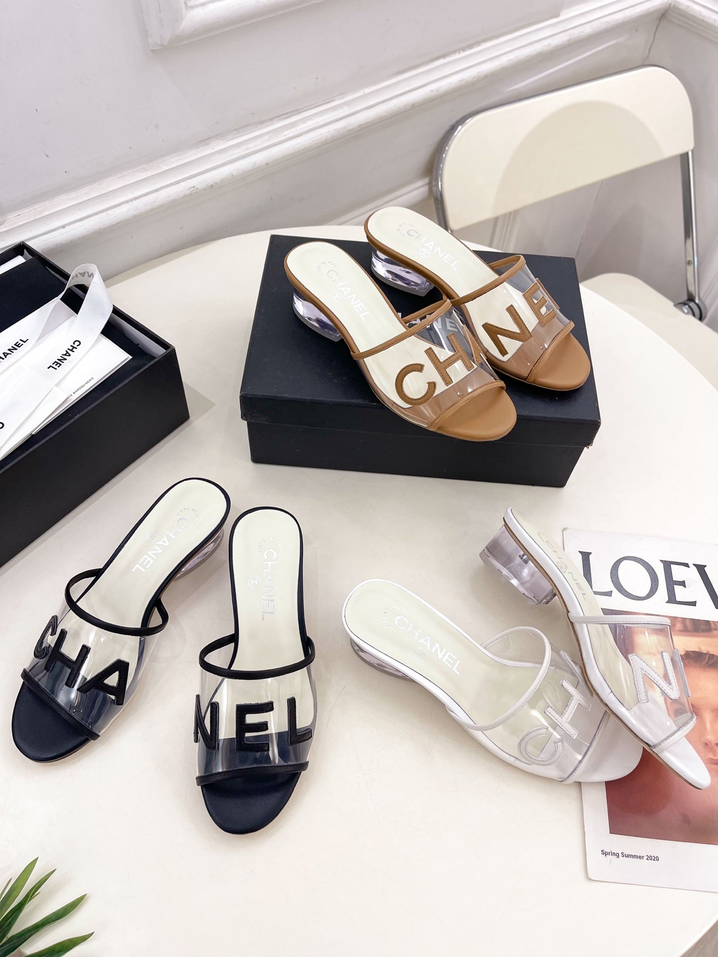 샤넬 25  신상 크리스탈 굽 슬리퍼