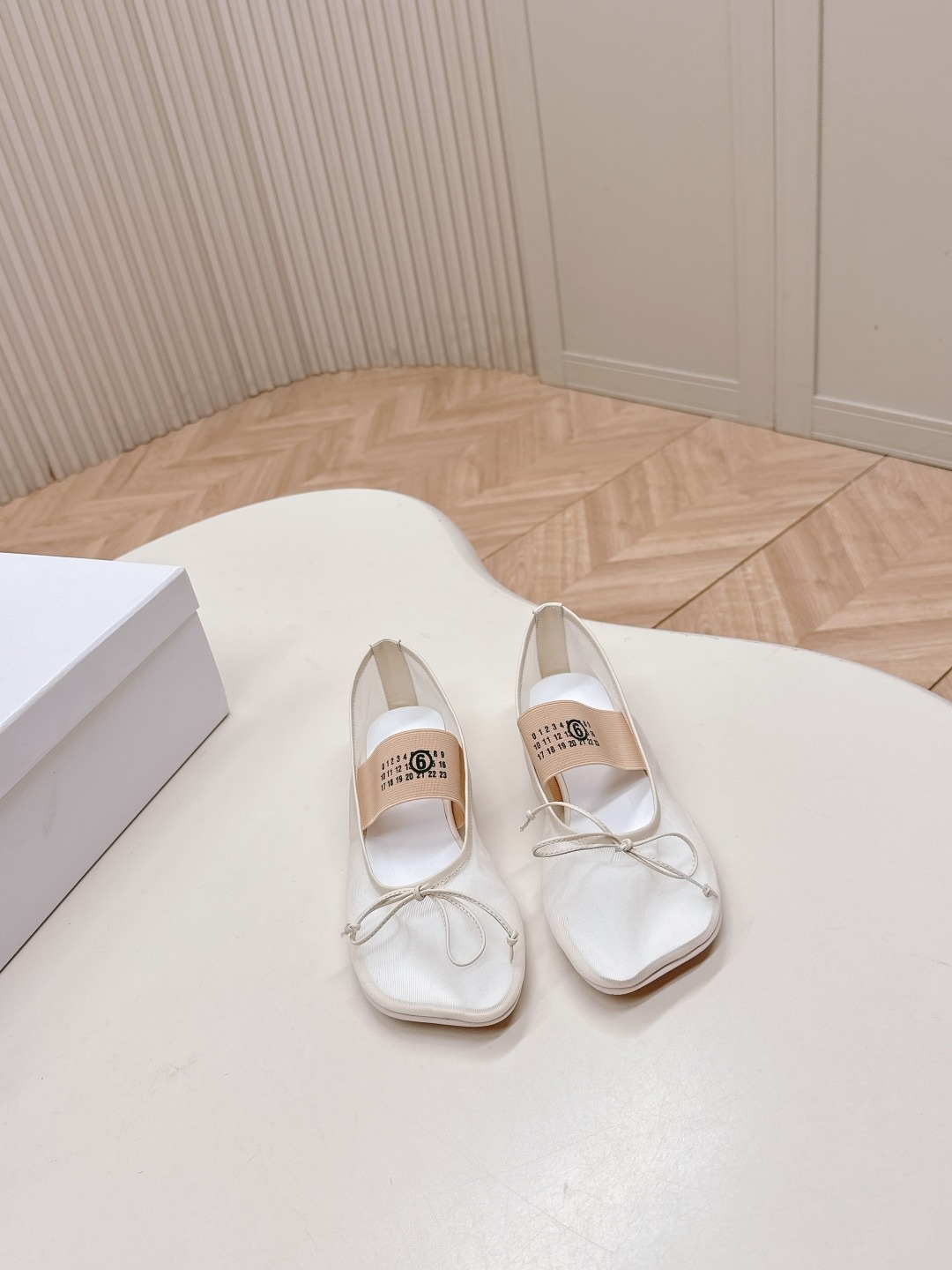 미우미우 망사 심플 리본 플랫