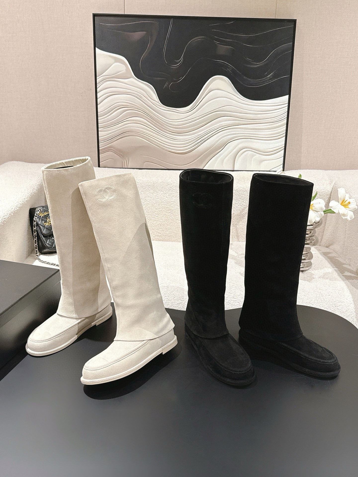 샤넬 25C 신상 스웨이드 롱부츠