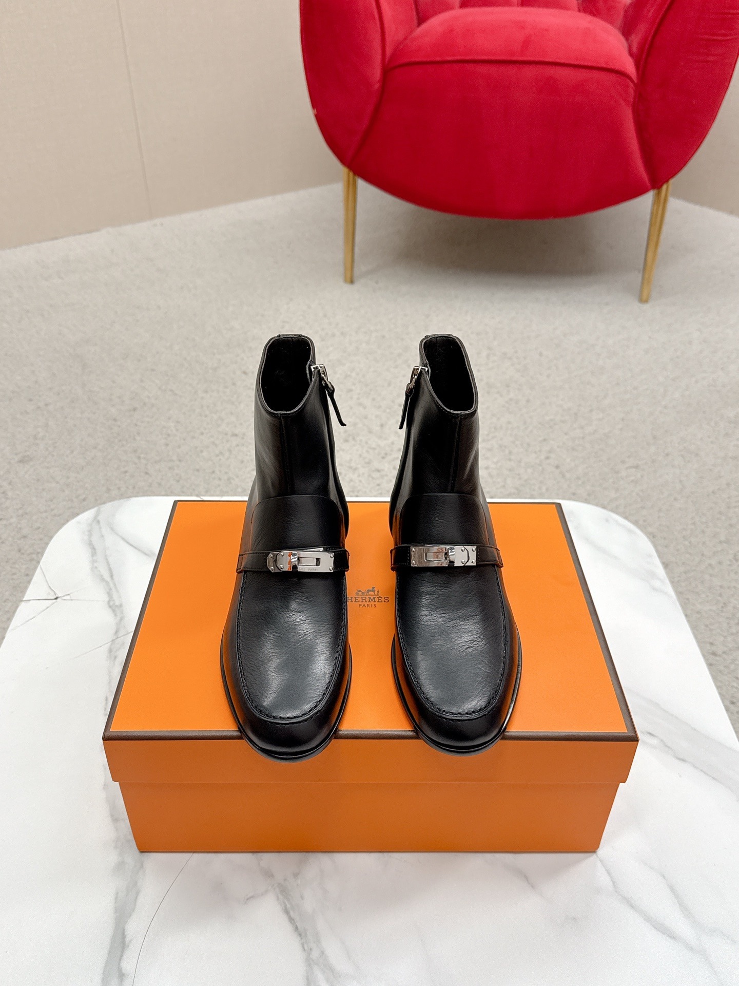 에르메스 25WF 신상 켈리 버클 플랫 부츠