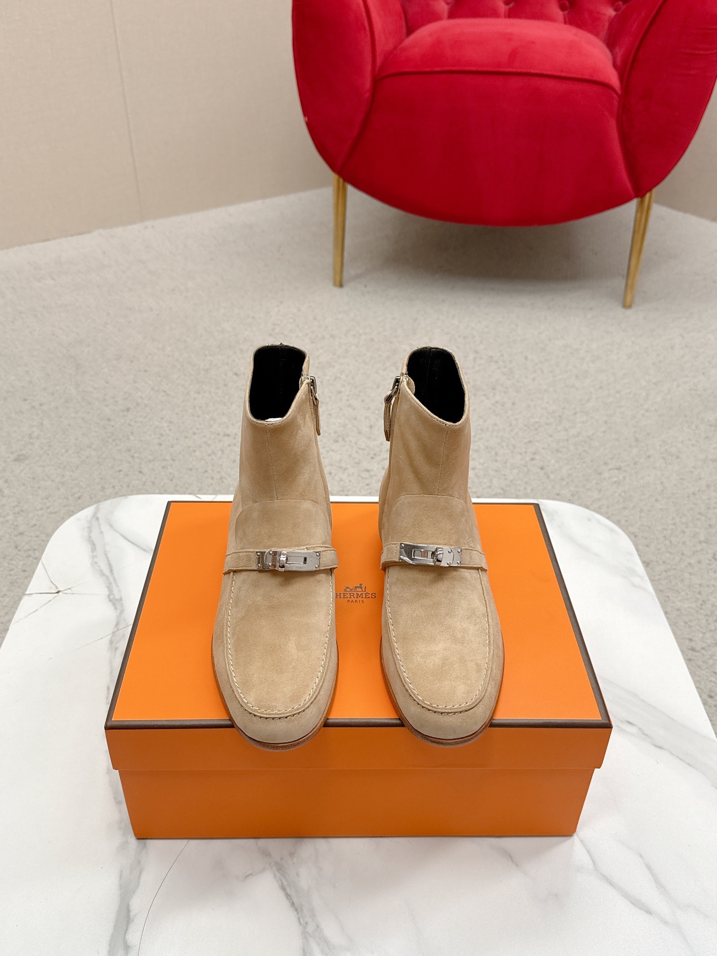 에르메스 25WF 신상 켈리 버클 플랫 부츠