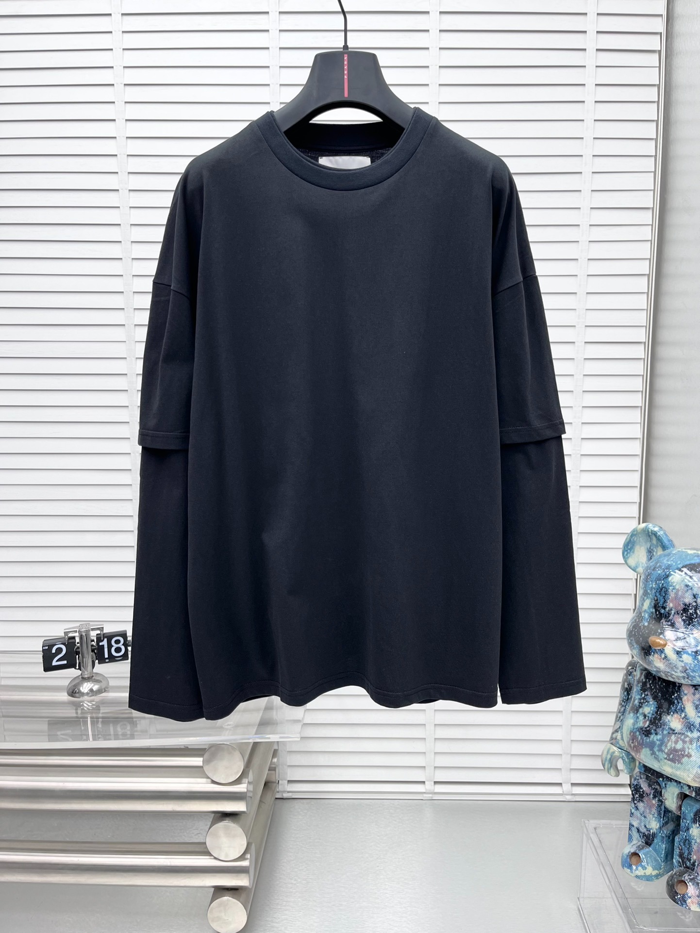 질*더 2024신상 면 긴팔 이중 티셔츠