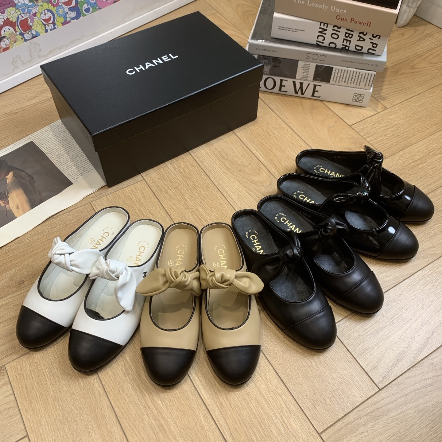 샤넬 25C 이른 봄 신상 리본 세미 슬리퍼