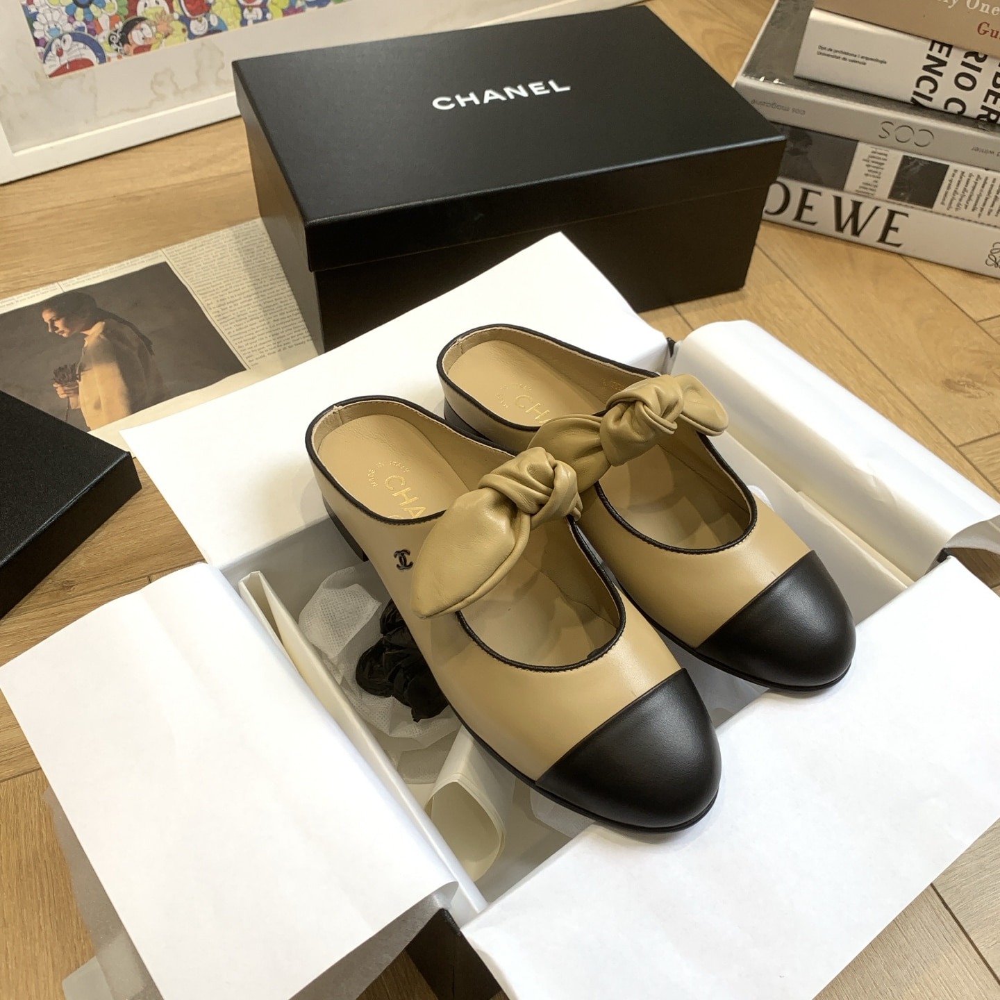샤넬 25C 이른 봄 신상 리본 세미 슬리퍼