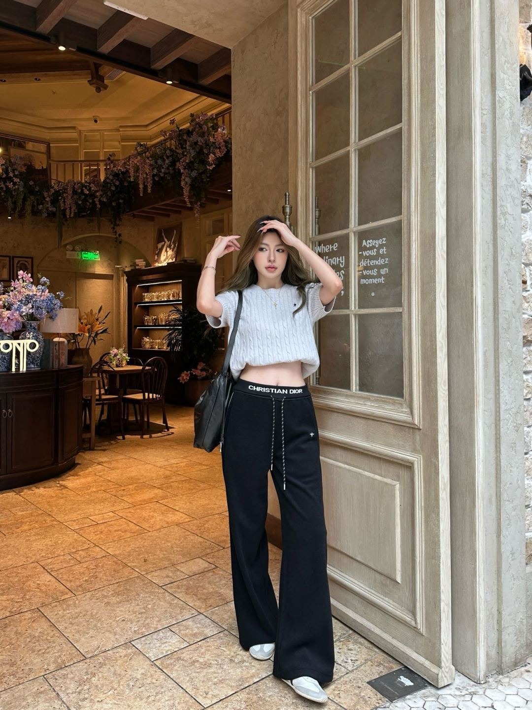 디올 25 신상 스트링 테이프 와이드 팬츠