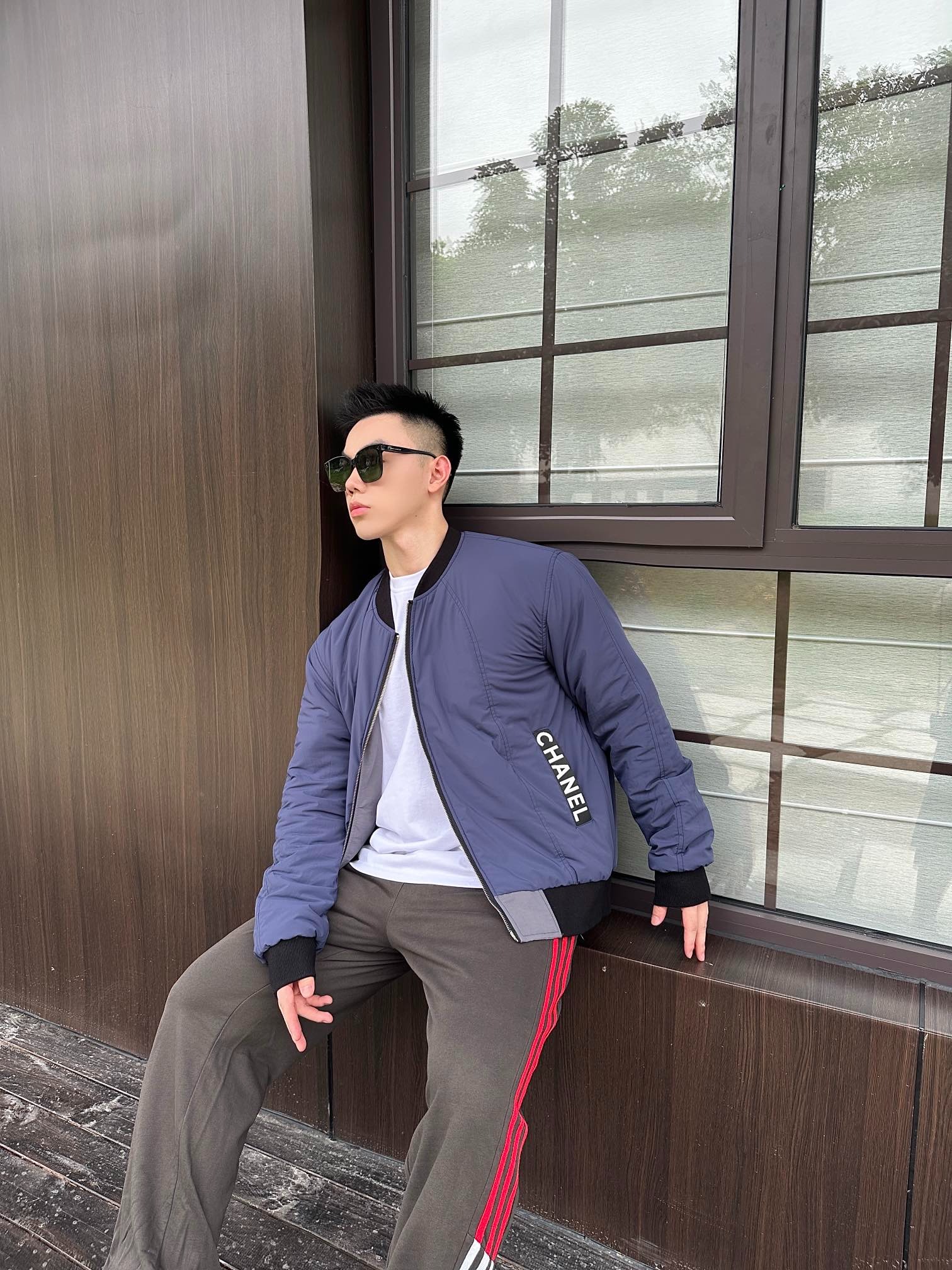 샤넬 자수 슬로건 빈티지 집업 양면 야상점퍼