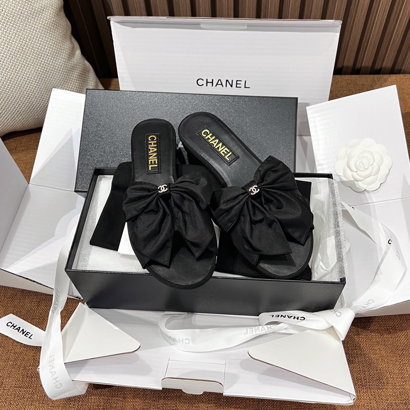 샤넬 리본 슬리퍼