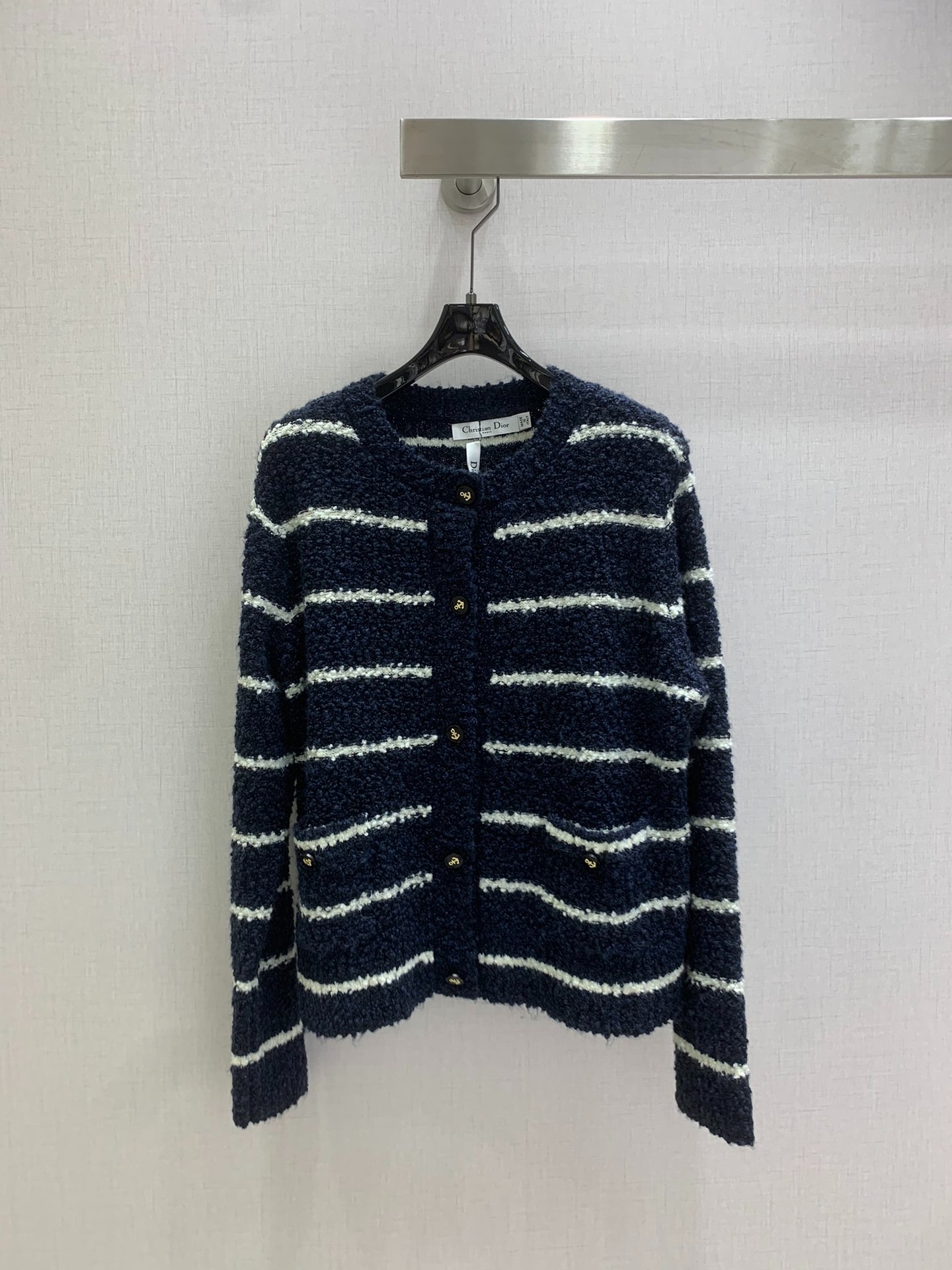 디올 25 신상 라운드 니트 스트라이프 카디건