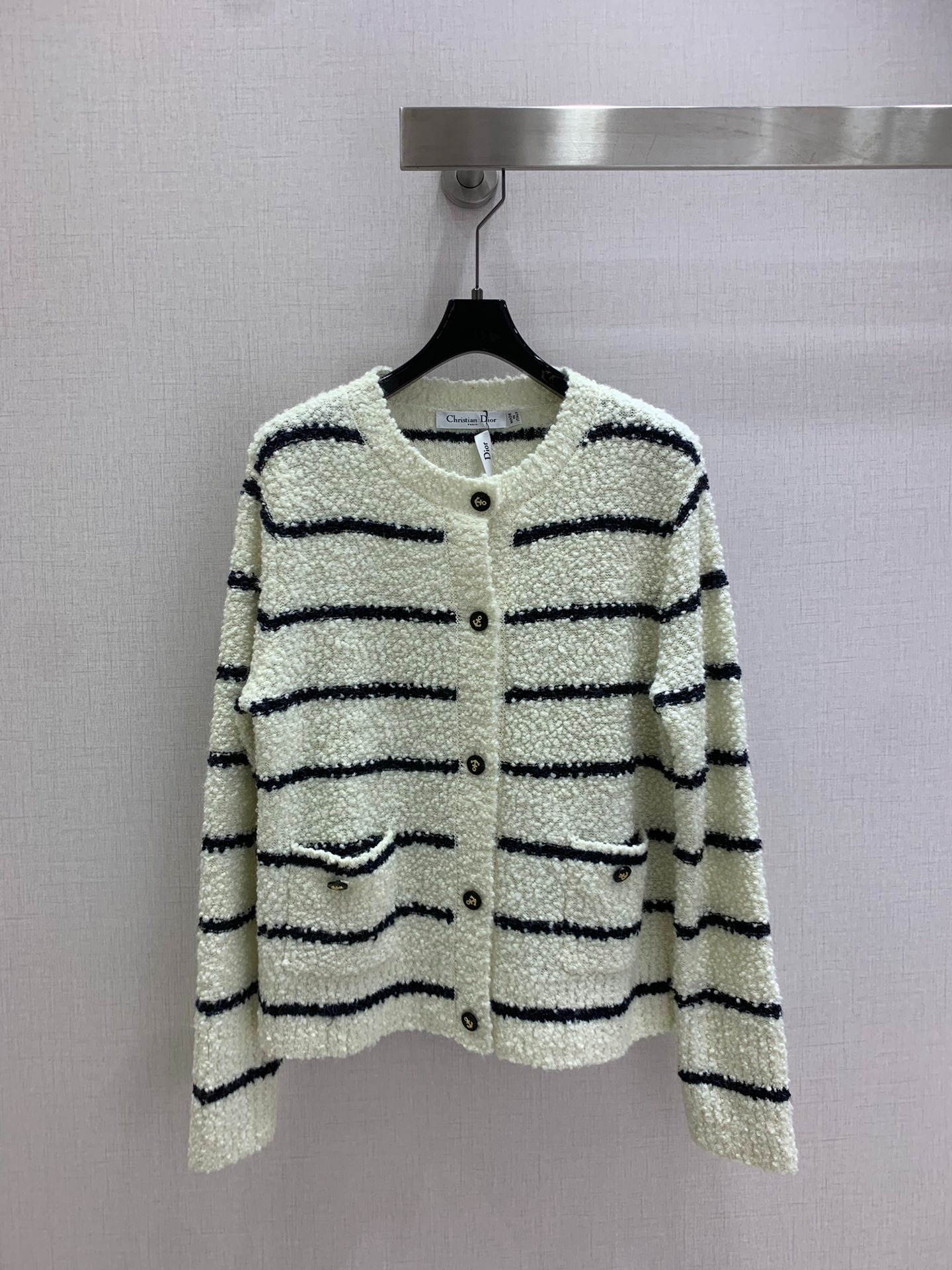 디올 25 신상 라운드 니트 스트라이프 카디건