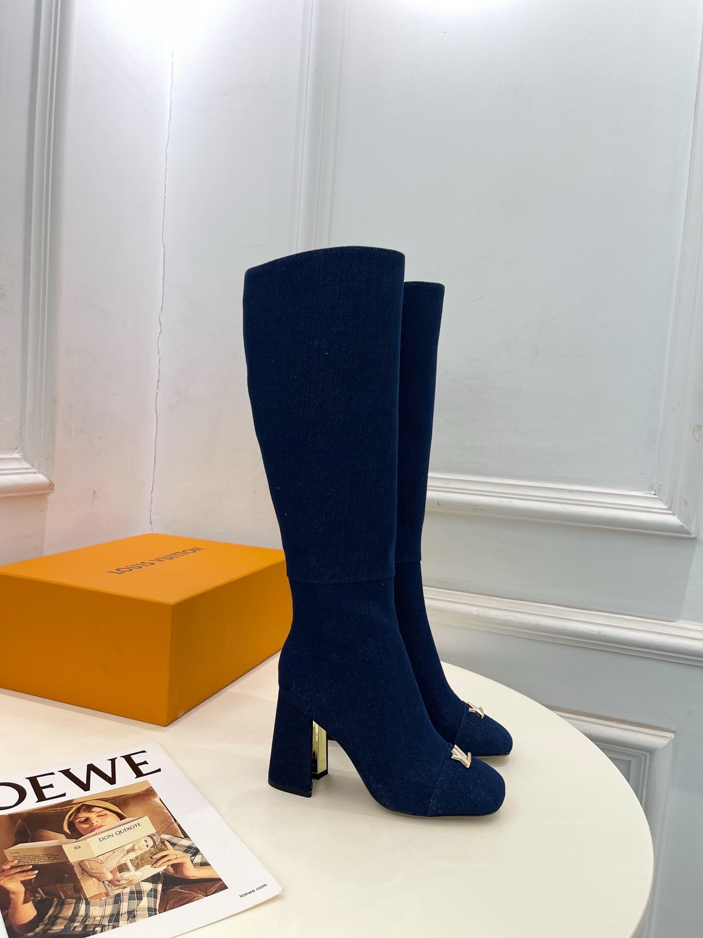 루이비통 25 신상 스퀘어 힐 롱부츠