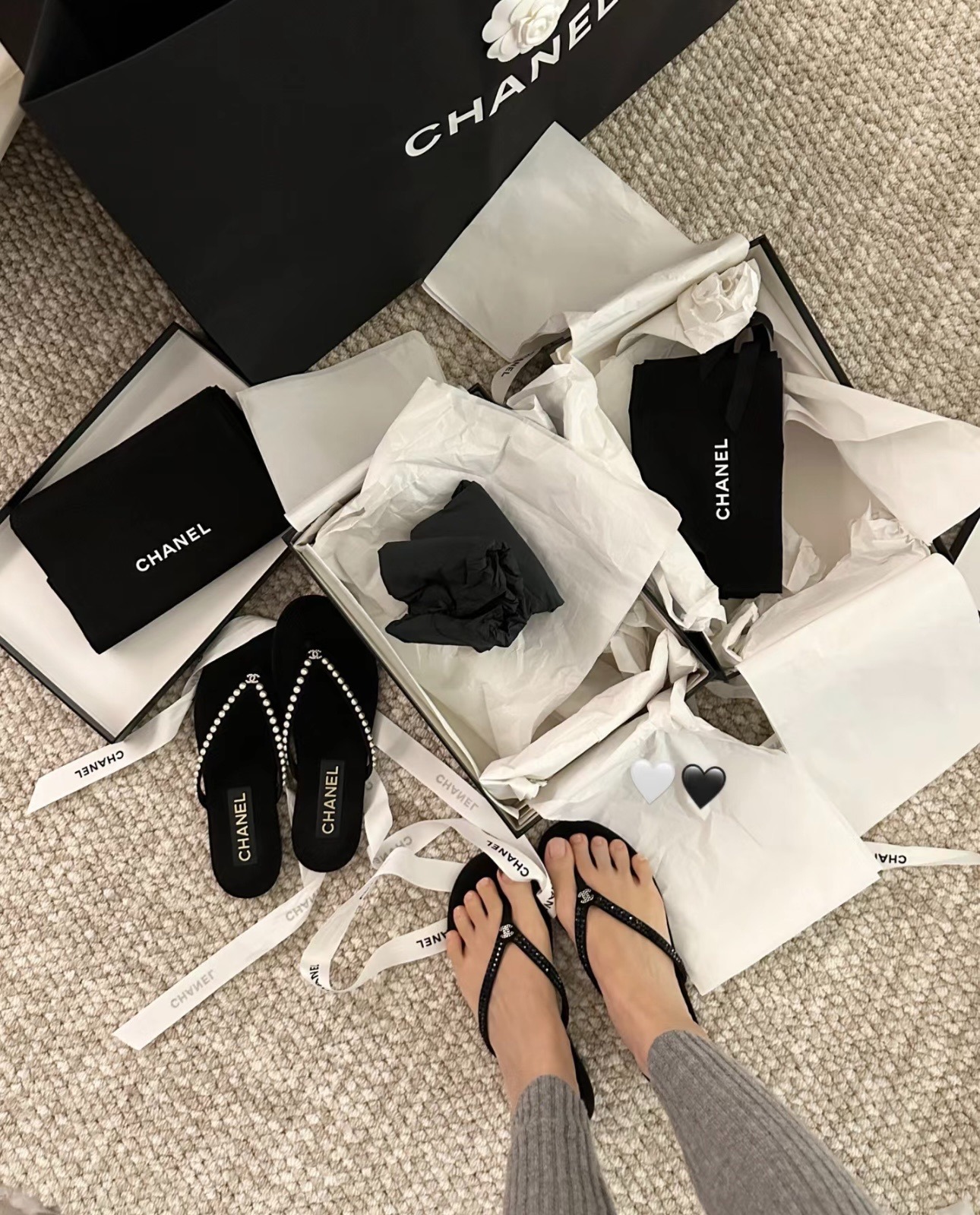 샤넬 25C 봄여름 신상 진주 벨벳 조리