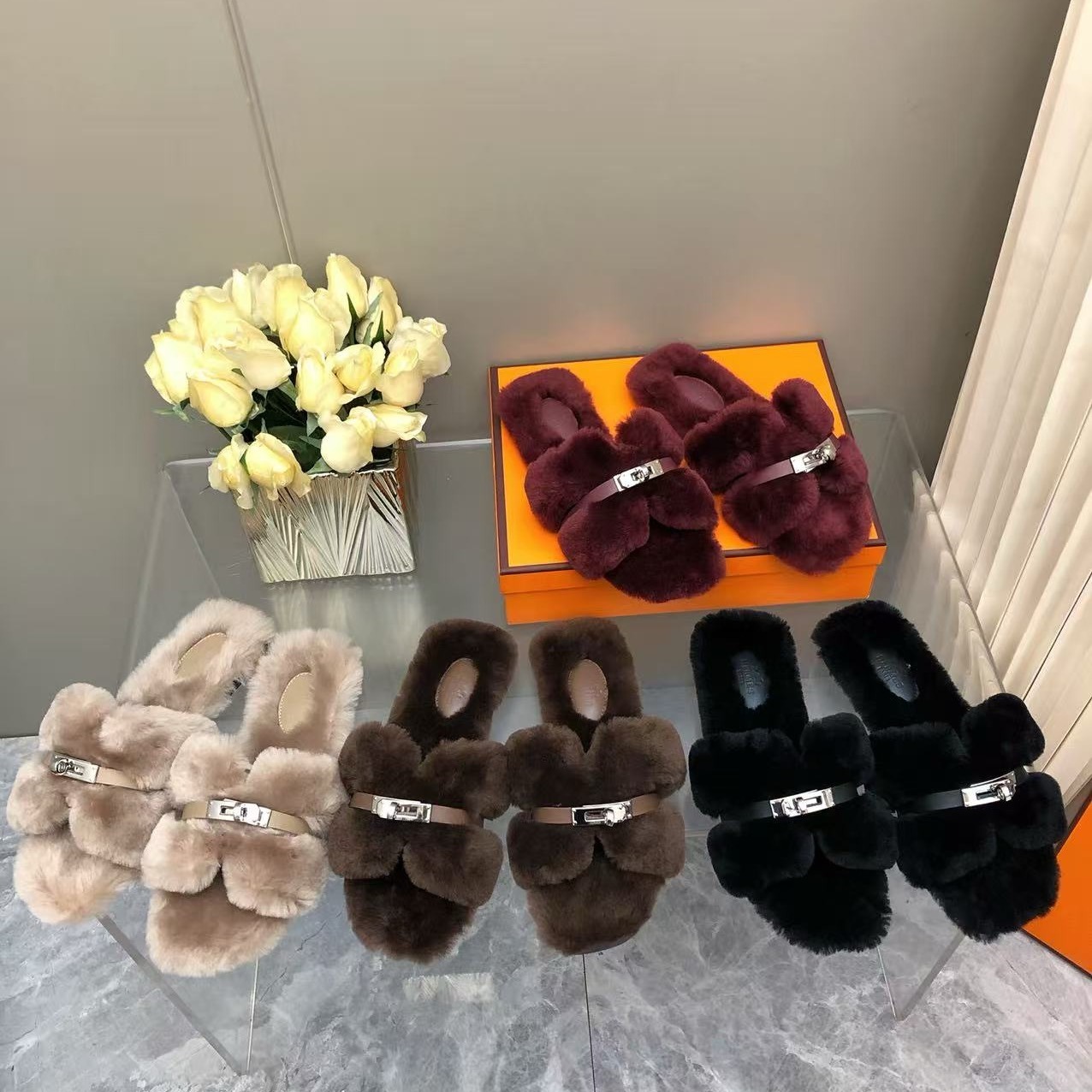 에르메스 신상 퍼 슬리퍼