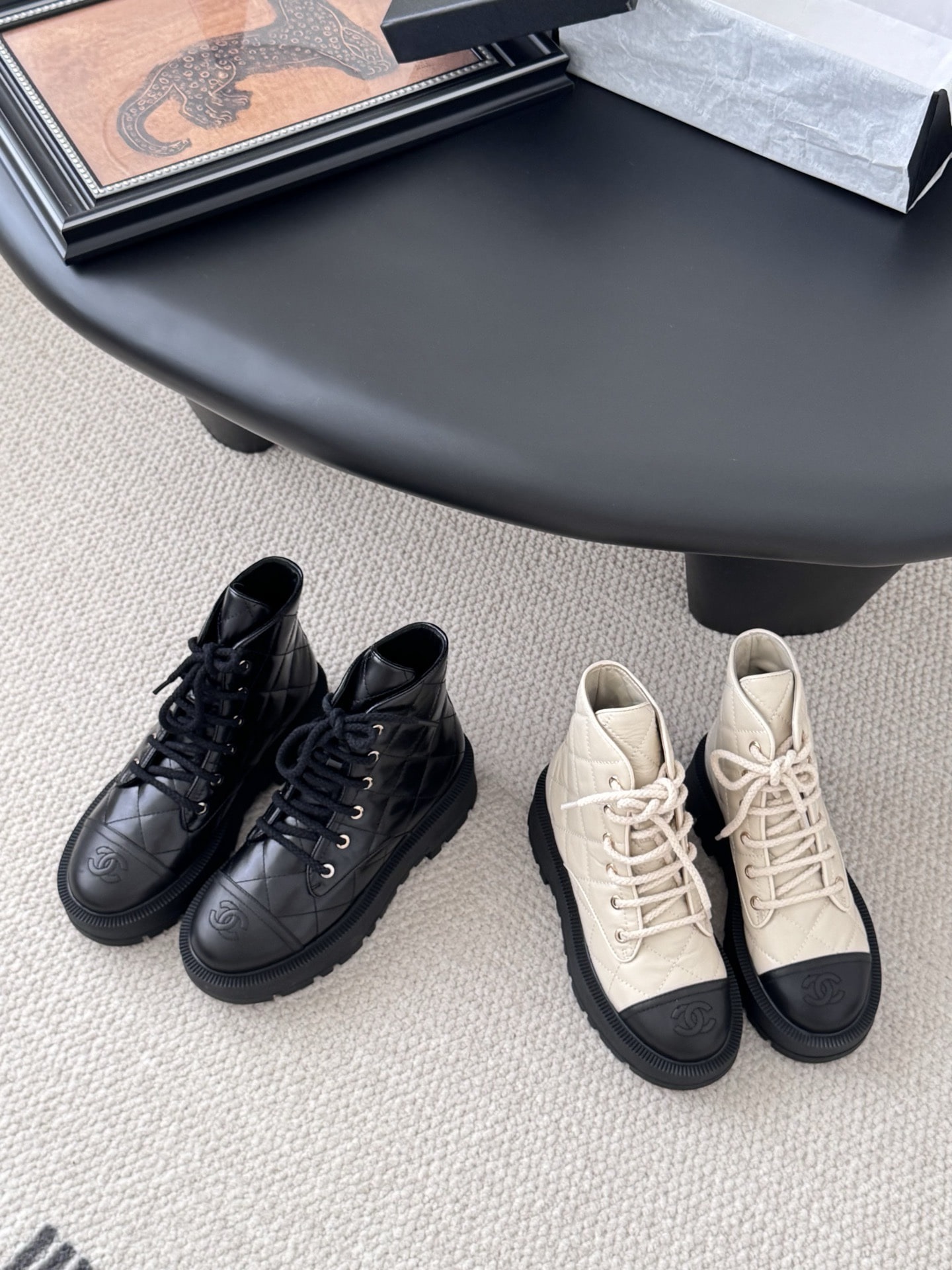 샤넬 25B 가을/겨울 고급 핸드메이드 앵클부츠