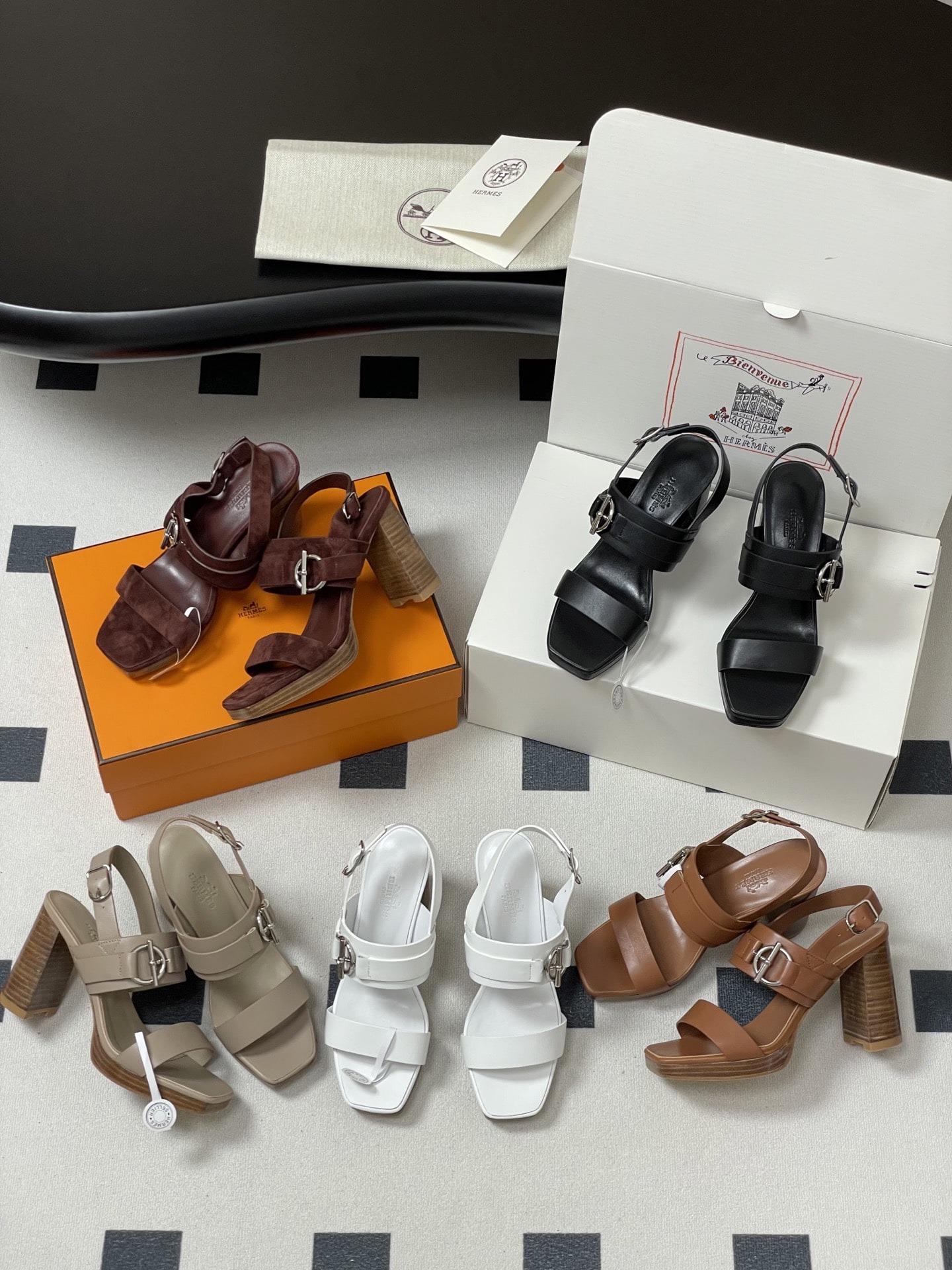 에르메스 메탈 버클 소가죽 가보시 힐