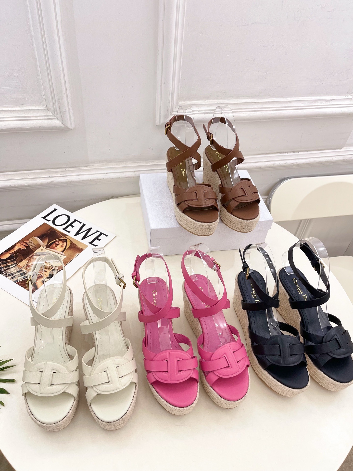 디올 25  신상 메쉬 로프 웨지 샌들