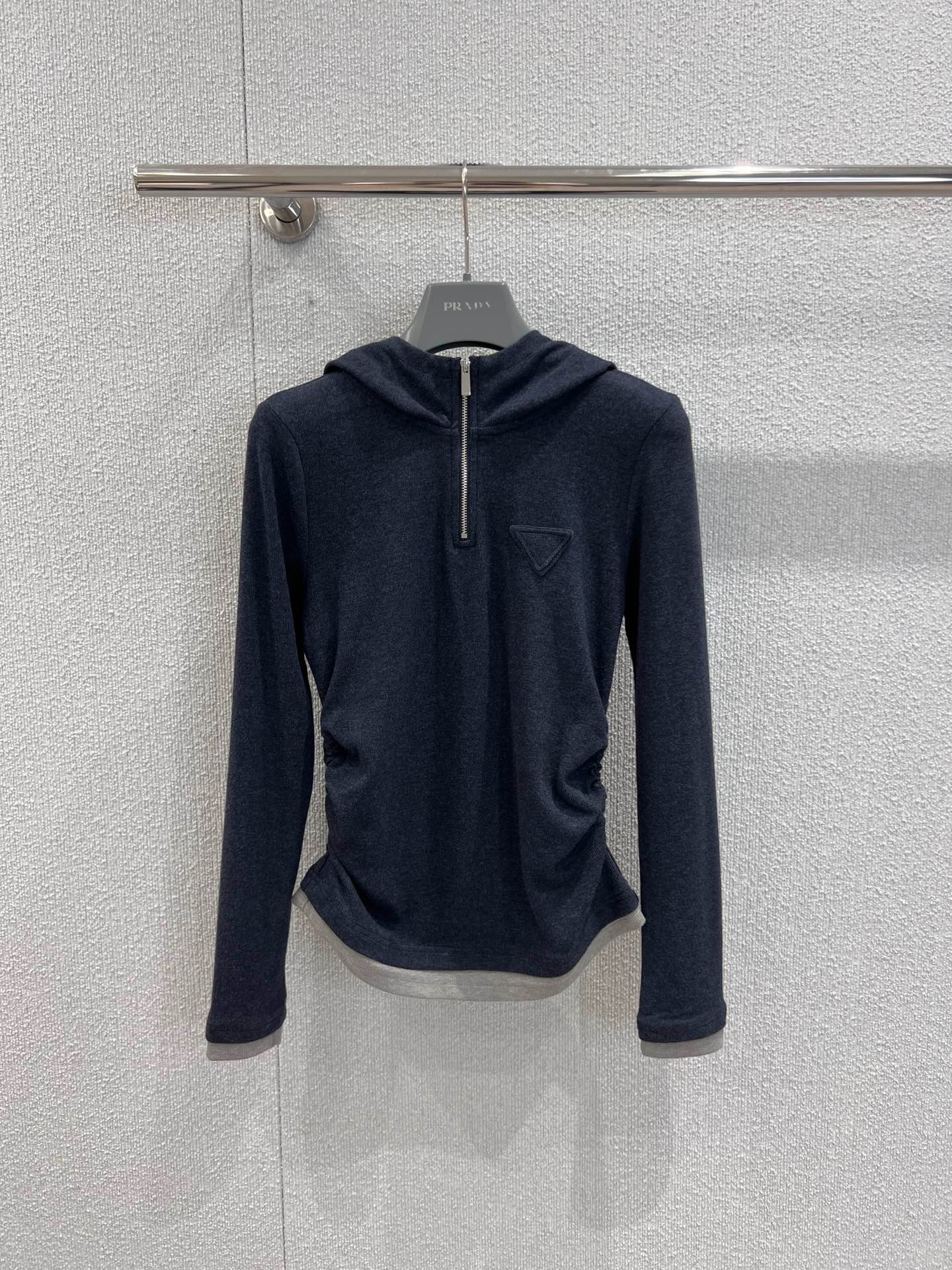 프라다 25Fw 신상 삼각 로고 후드 긴팔티