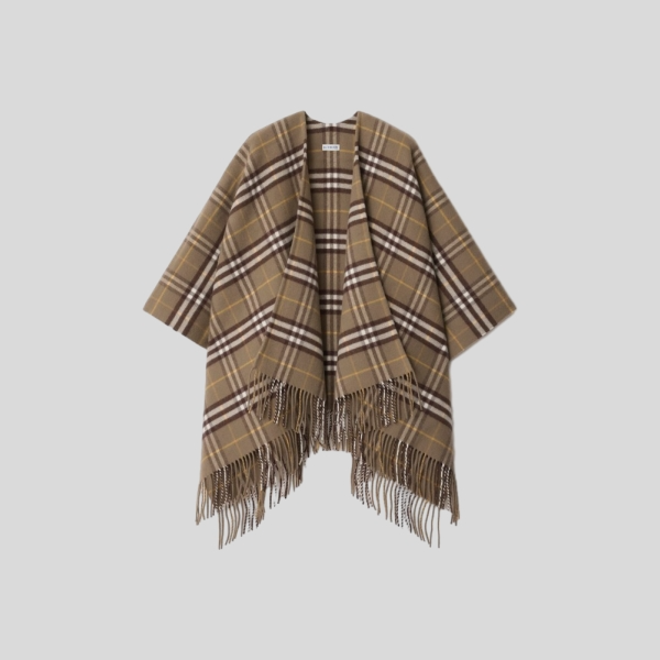 버버리 체크 울 캐시미어 케이프