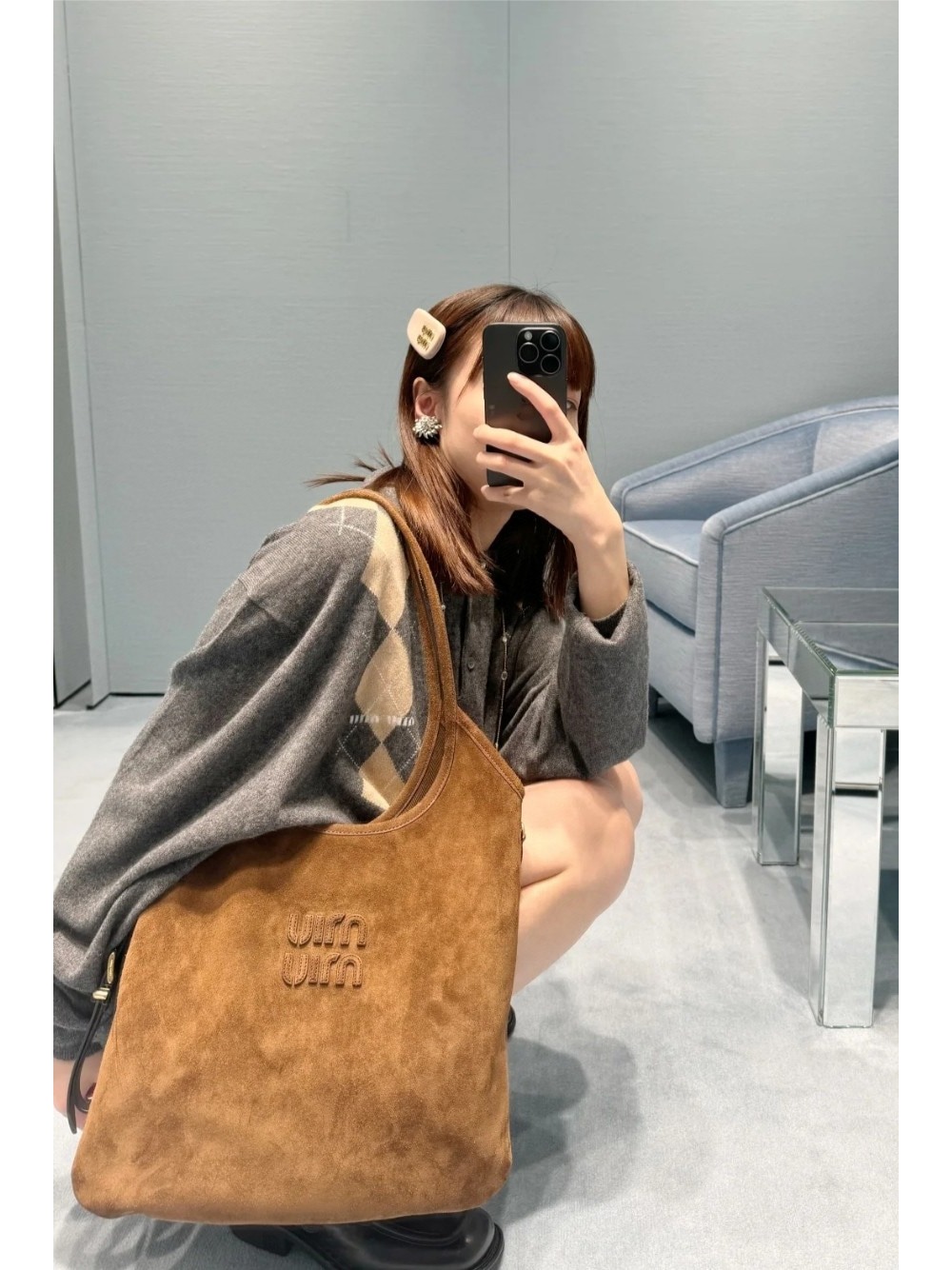 미우미우 스웨이드 아이비 토드백