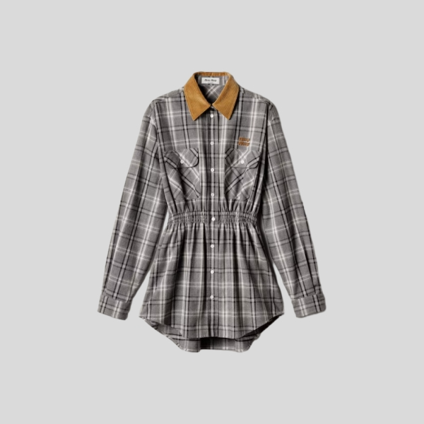 미우미우 플란넬 미니드레스