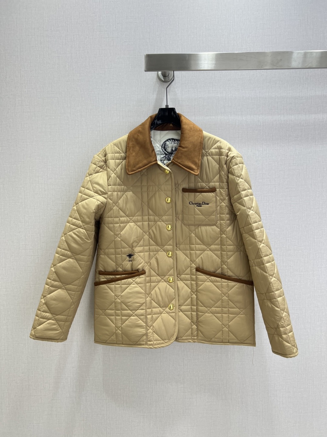 디올 25 신상 체크 누빔 패딩 코트