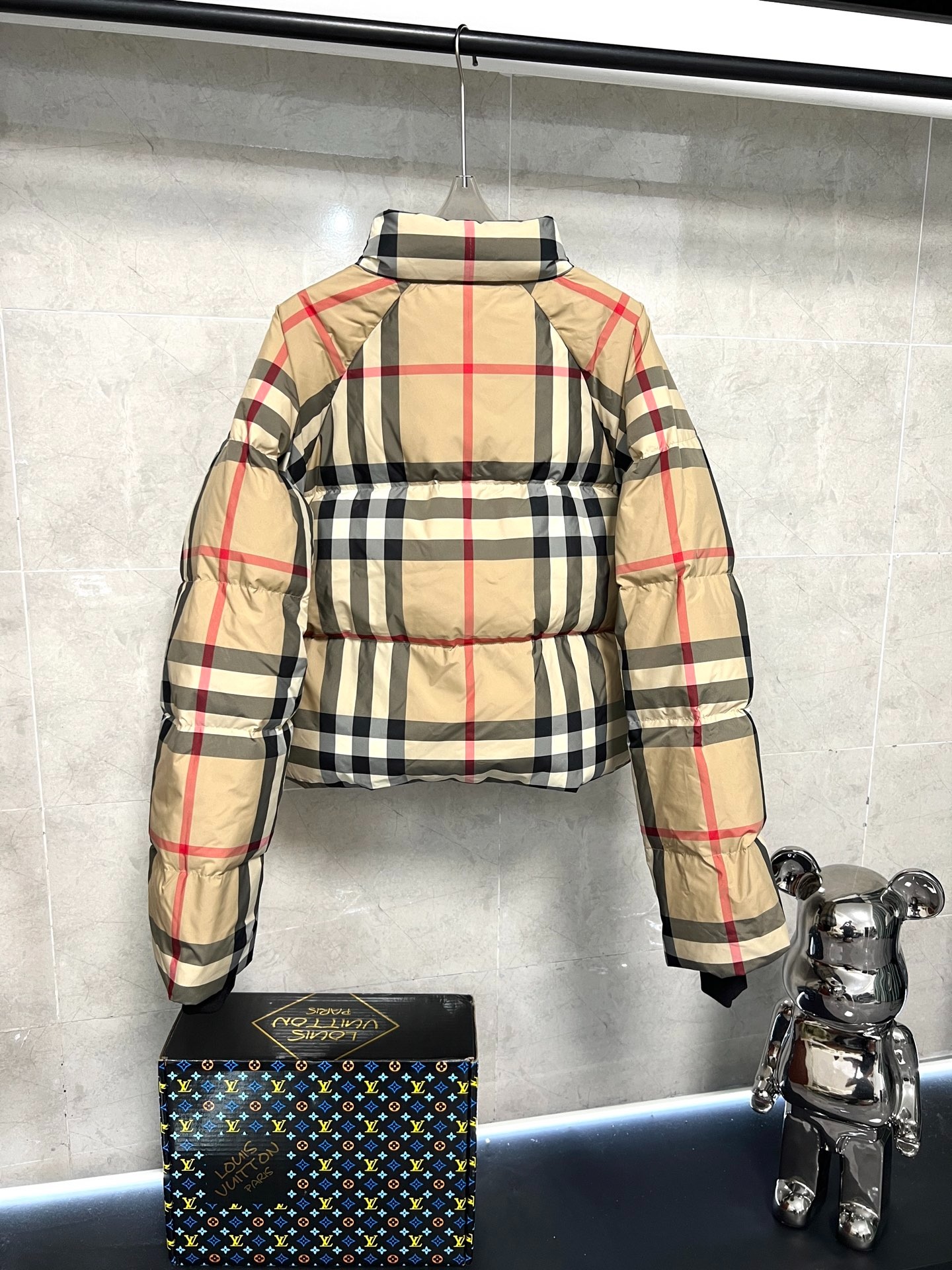 버버리 체크 여성 숏패딩