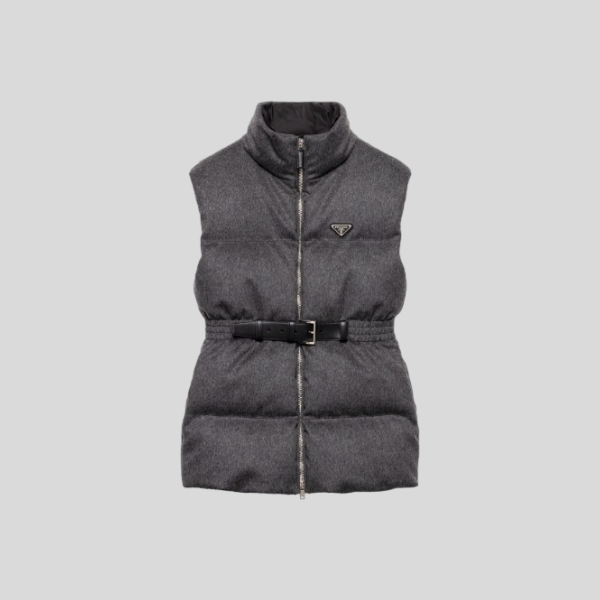 프라다 벨트 그레이 다운 패딩 조끼