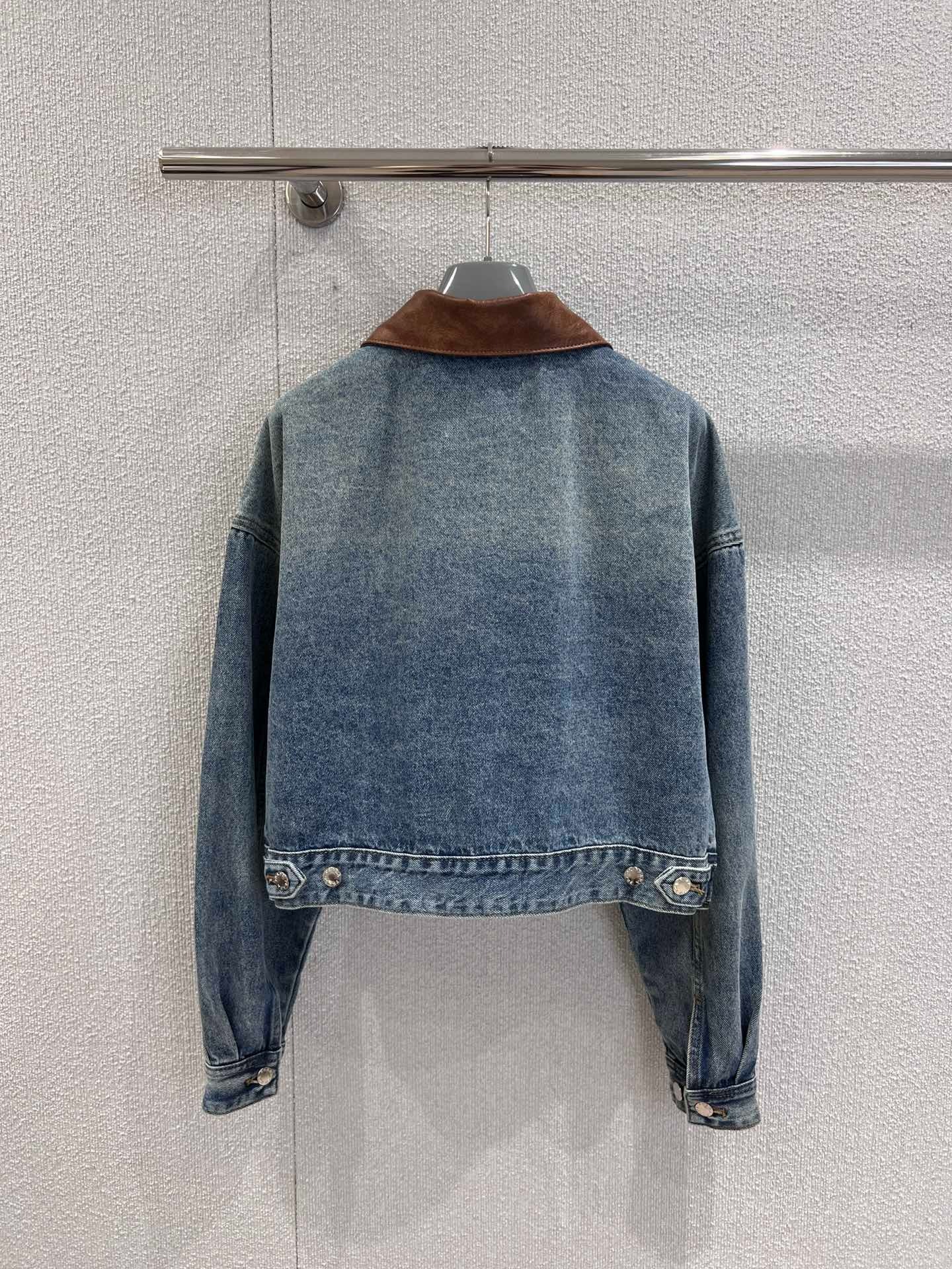 프라다 25Fw 신상 가죽 숏 데님 점퍼