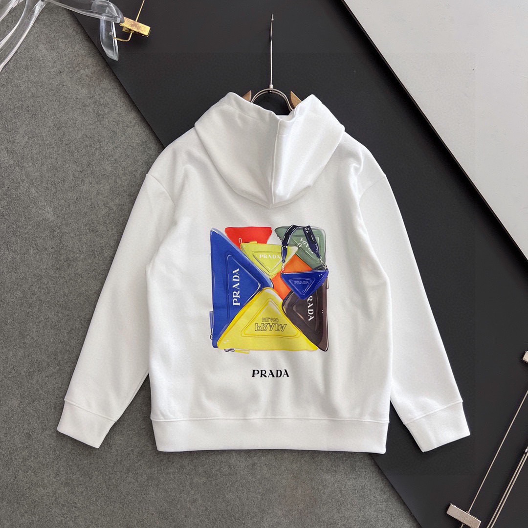 프라다 캐주얼 라운드 후드 맨투맨