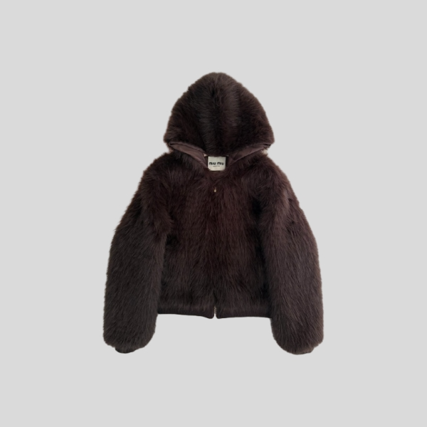 미우미우 시어링 후드 자켓