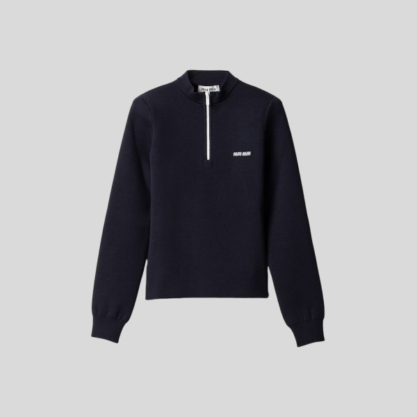 미우미우 울 하프 지퍼 스웨터