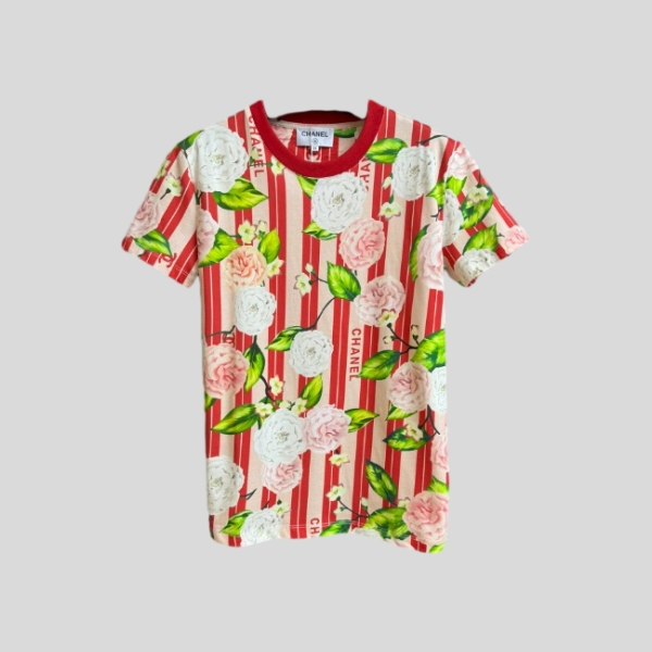 샤넬 까멜리아 프린트 티셔츠