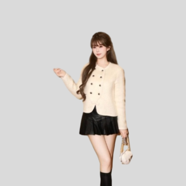 샤넬 퍼지 코트 스커트 세트