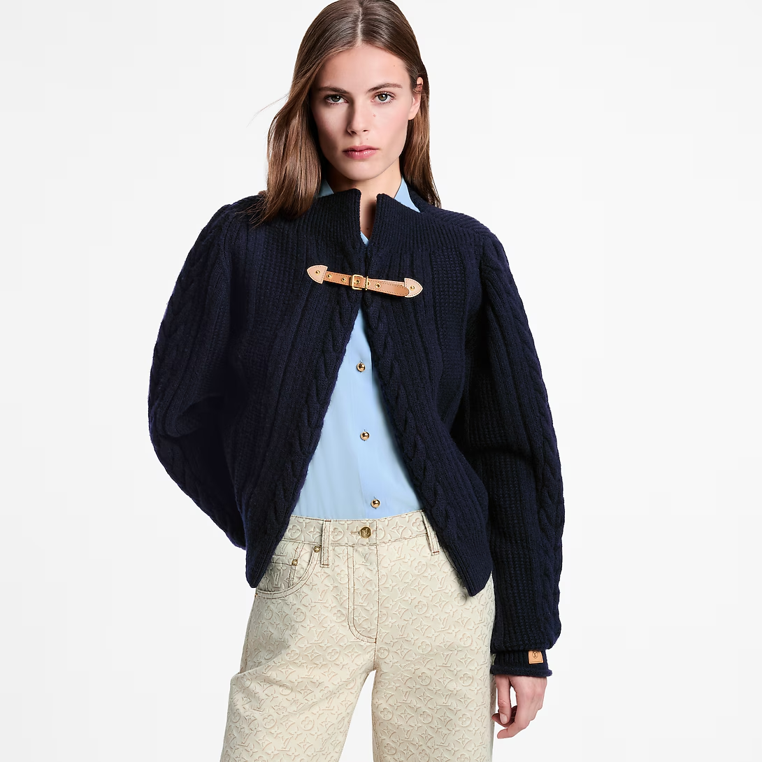 루이비통 스트랩 프런트 케이블 니트 가디건
