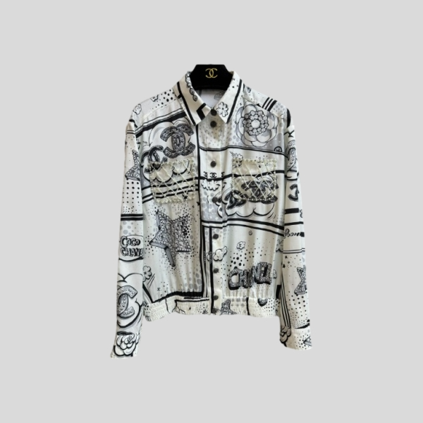 샤넬 비즈 프린트 셔츠