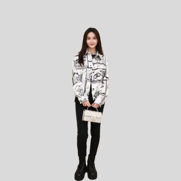 샤넬 비즈 프린트 셔츠