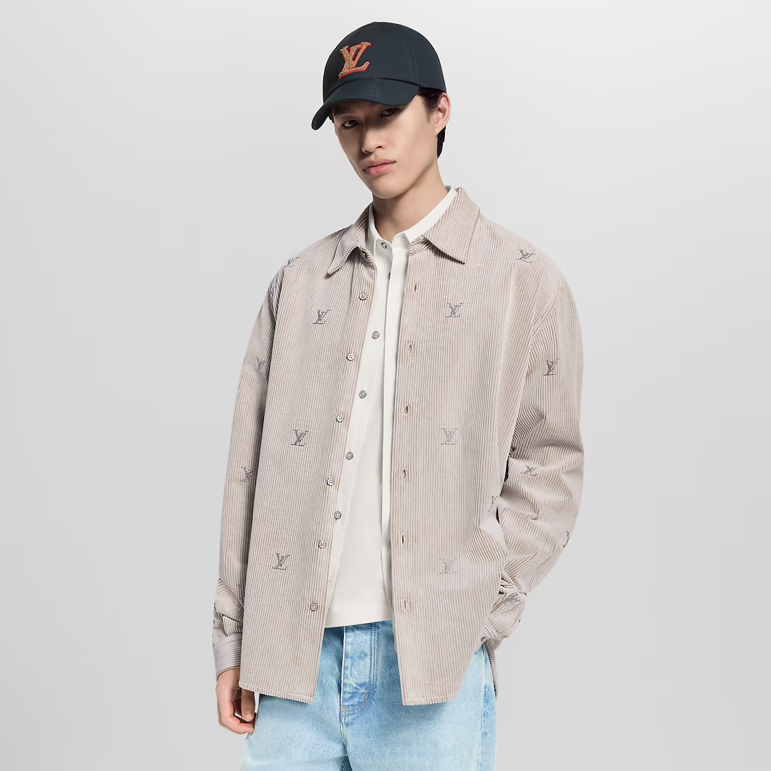 루이비통 블라종 엠벨리시드 롱 슬리브드 코듀로이 셔츠