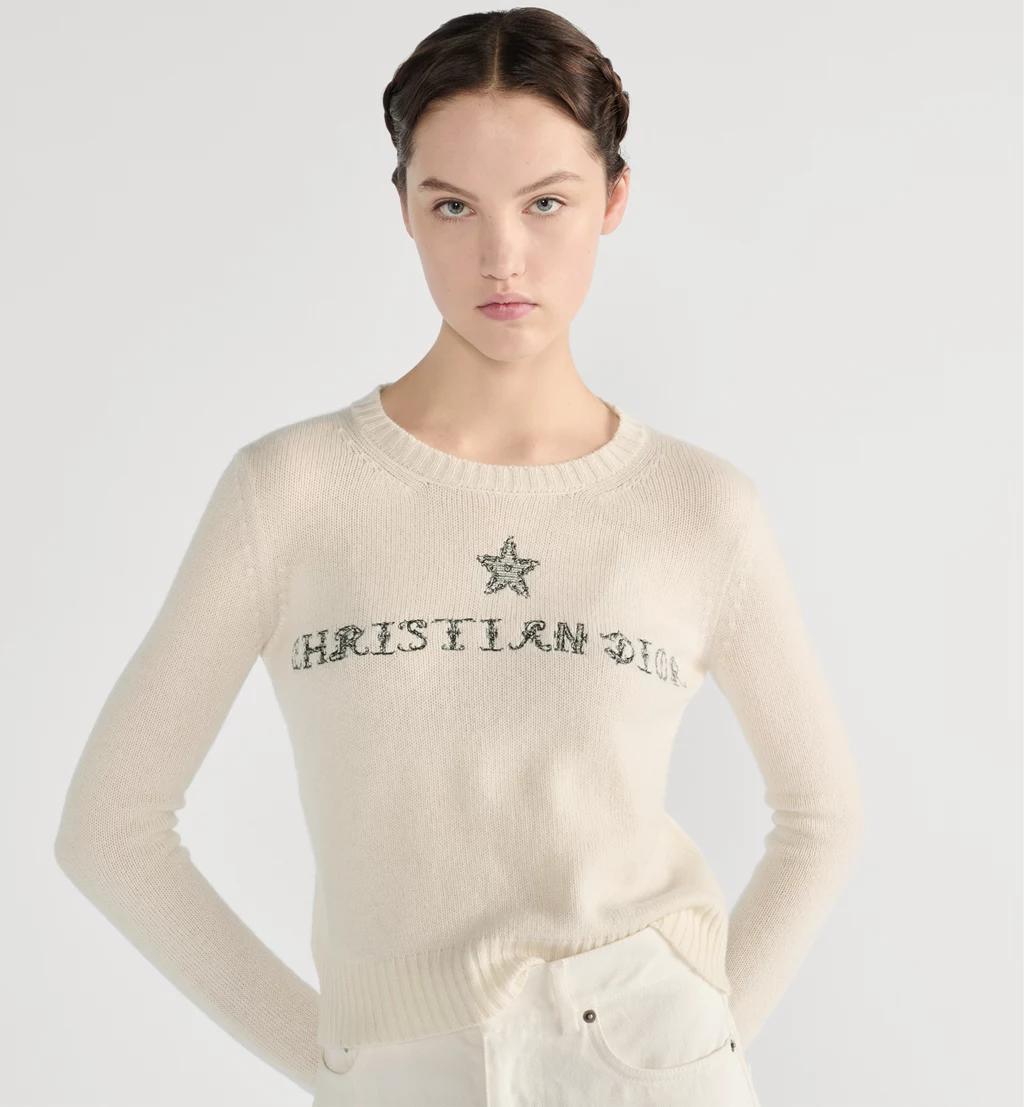 디올 화이트 니트 스웨터