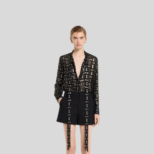 구찌 홀스빗 실크 필 쿠페 셔츠