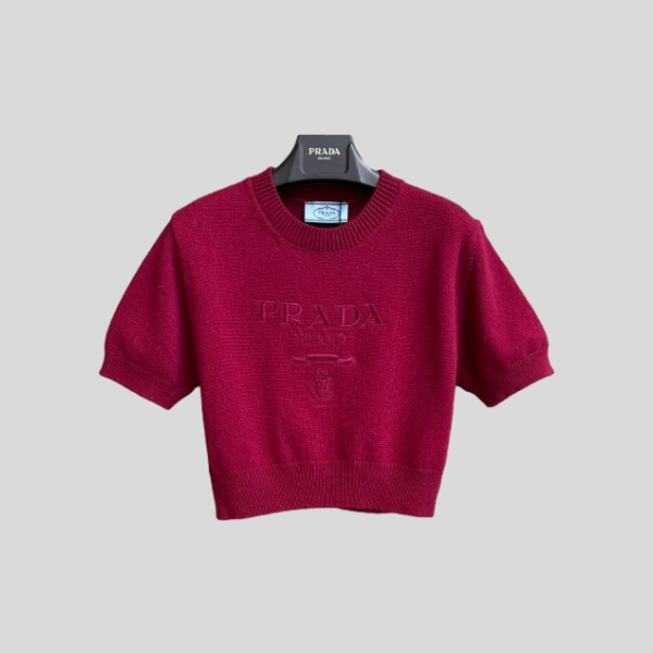프라다 레터링 자수 스웨터
