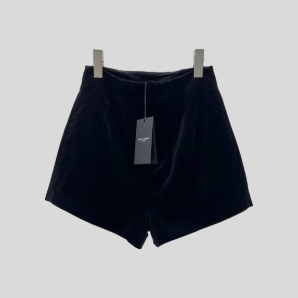 생로랑 하이웨이스트 벨벳 쇼츠