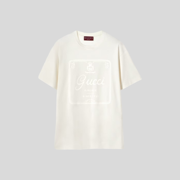 구찌 프린트 디테일의 소프트 코튼 저지 티셔츠