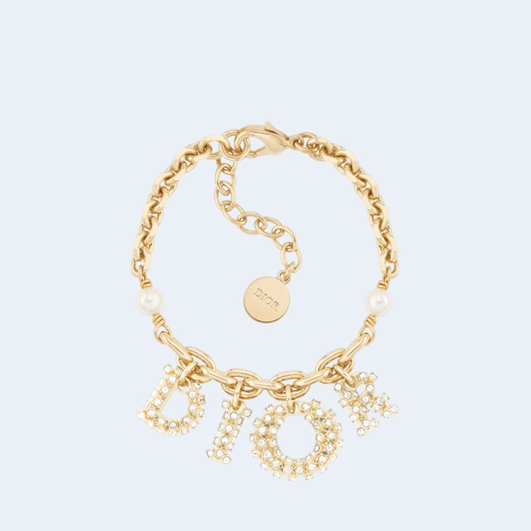 디올 골드 피니쉬 화이트 펄 실버 톤 팔찌