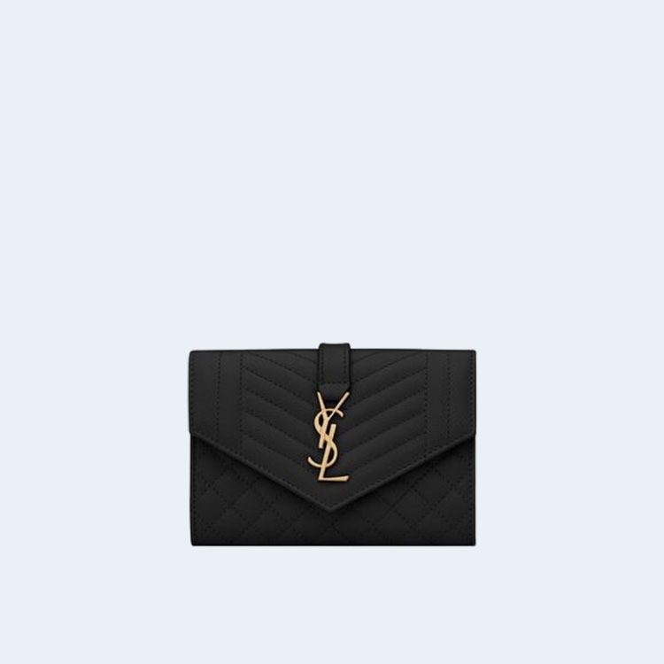생로랑 엔벨로프 스몰 지갑 블랙 골드