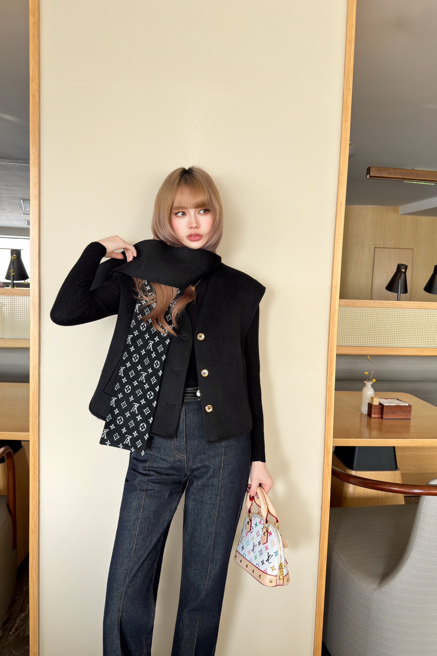 루이비통 머플러 모직 베스트 코트
