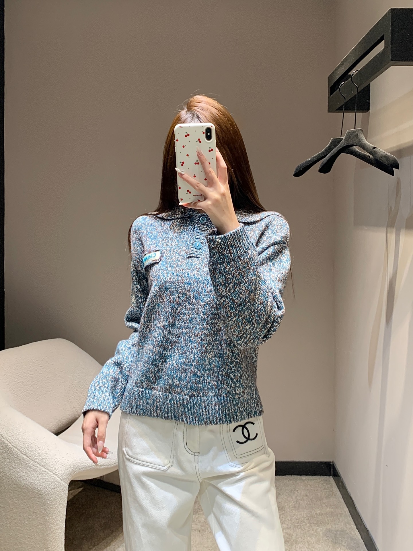 샤넬 25K 핸드메이드 세일러 넥 니트 스웨터