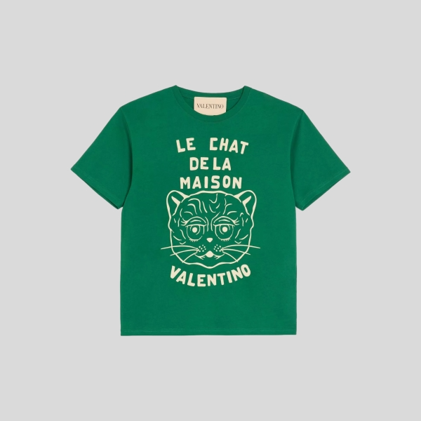 발렌티노 Le Chat De La Maison 프린트 코튼 티셔츠