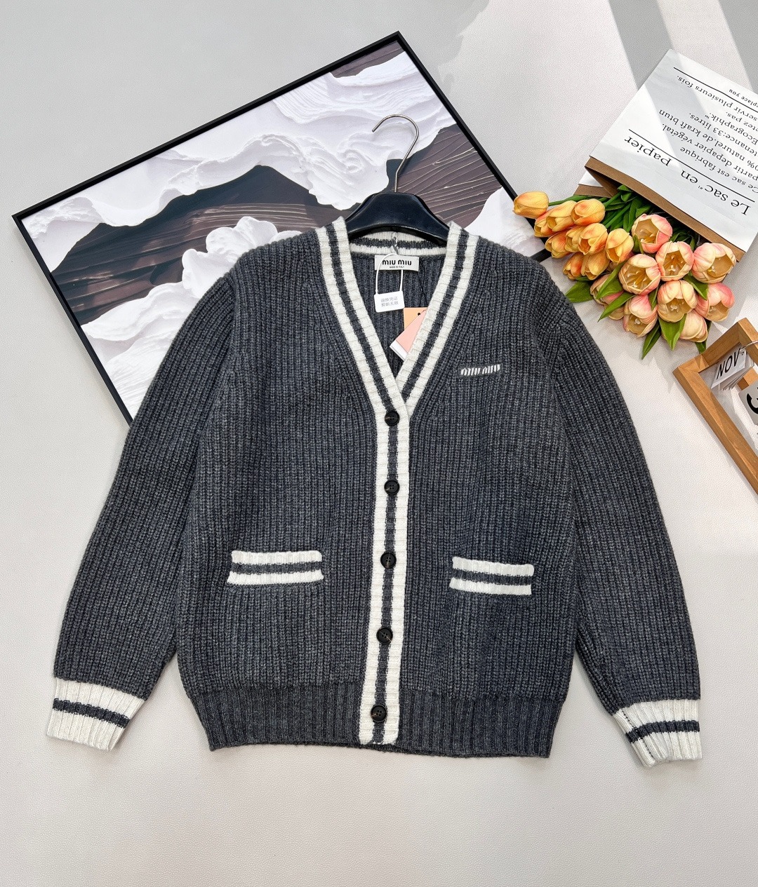 미우미우 울니트 가디건