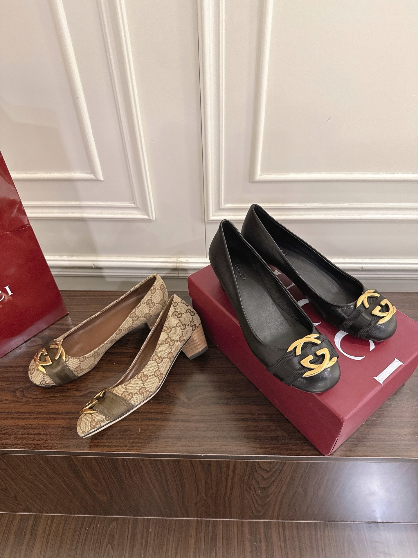 구찌 마몽 발레리나 웨지 힐